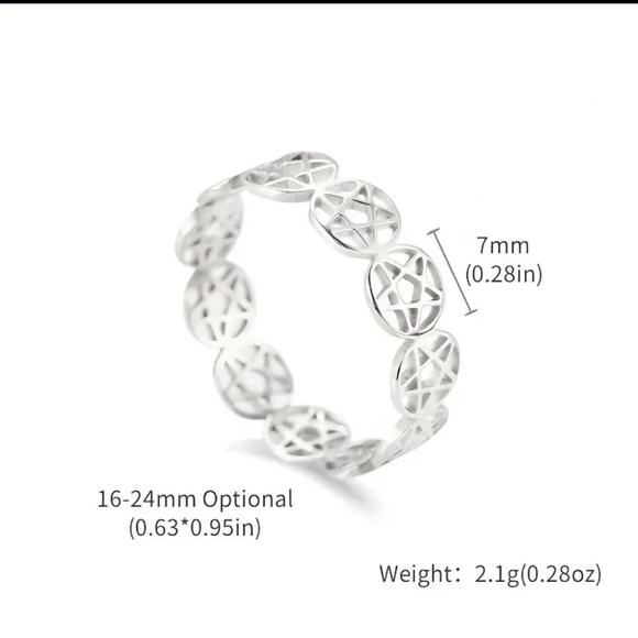 Pentagram ✦ Hollow Interconnected Band ✦ Stainless Steel Ring 9 & 10 NWT - Picture 3 of 10